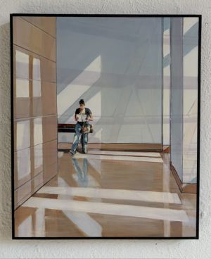 Frau in Museum